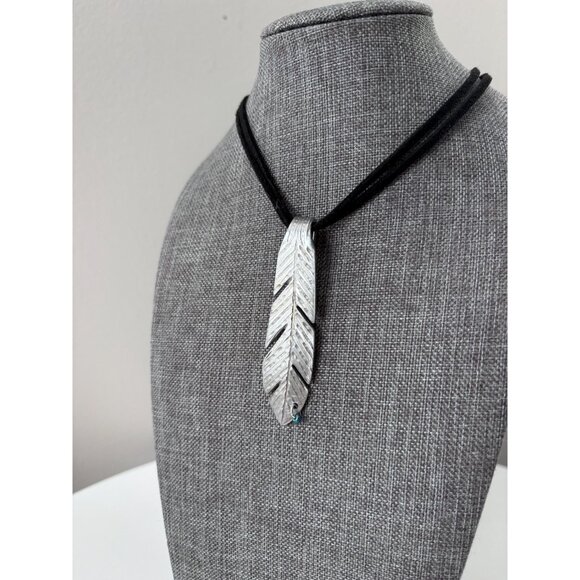 Up-cycled Silverware feather pendant bohemian necklace flatware jewelry - Picture 2 of 6